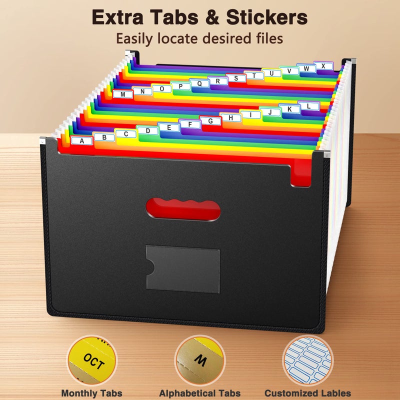 Yoassi Ultra-Large Accordion File Organizer with Tabs & Stickers, Legal Size/Letter/A4 Paper 24 Pockets Expanding File Folder, Expandable Important Document Organizer Bill Receipt Paper Storage - Image 3